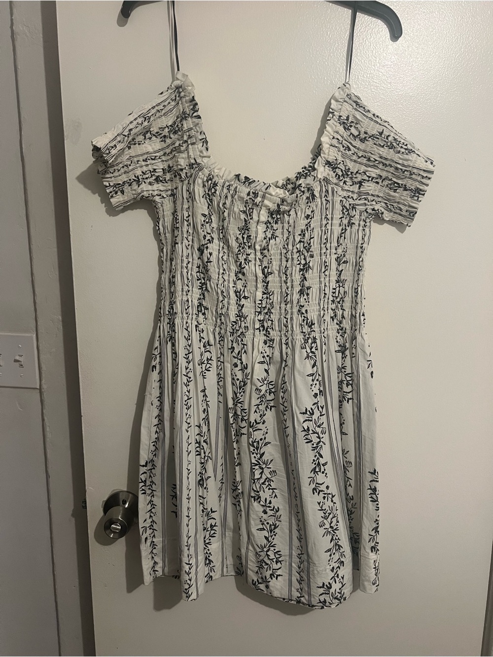 H&M White Dress with Black Floral Print